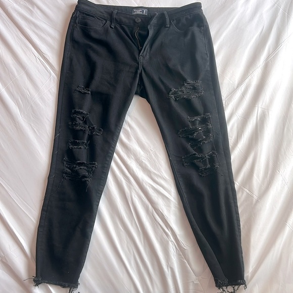 Women’s Black Abercrombie & Fitch Ripped Jeggings Size 28/6s - Picture 1 of 7